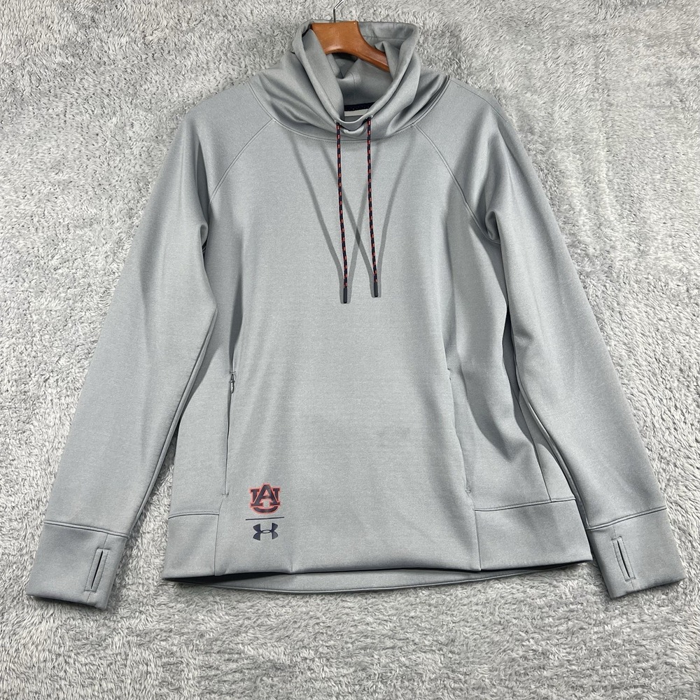 Under Armour Sweatshirt Large Gray Auburn Tigers Funnel Neck Coldgear Loose‎